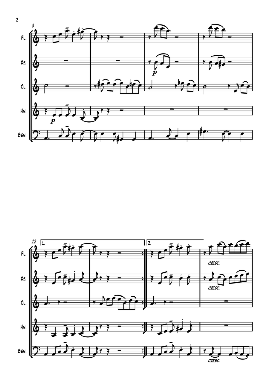 Latin for Elise Latin for Elise Woodwind Quintet scores gallery preview page 3