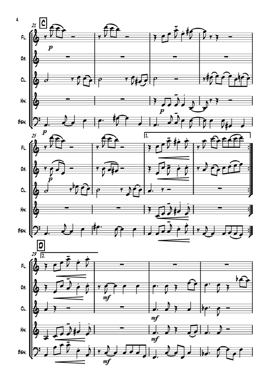 Latin for Elise Latin for Elise Woodwind Quintet scores gallery preview page 5