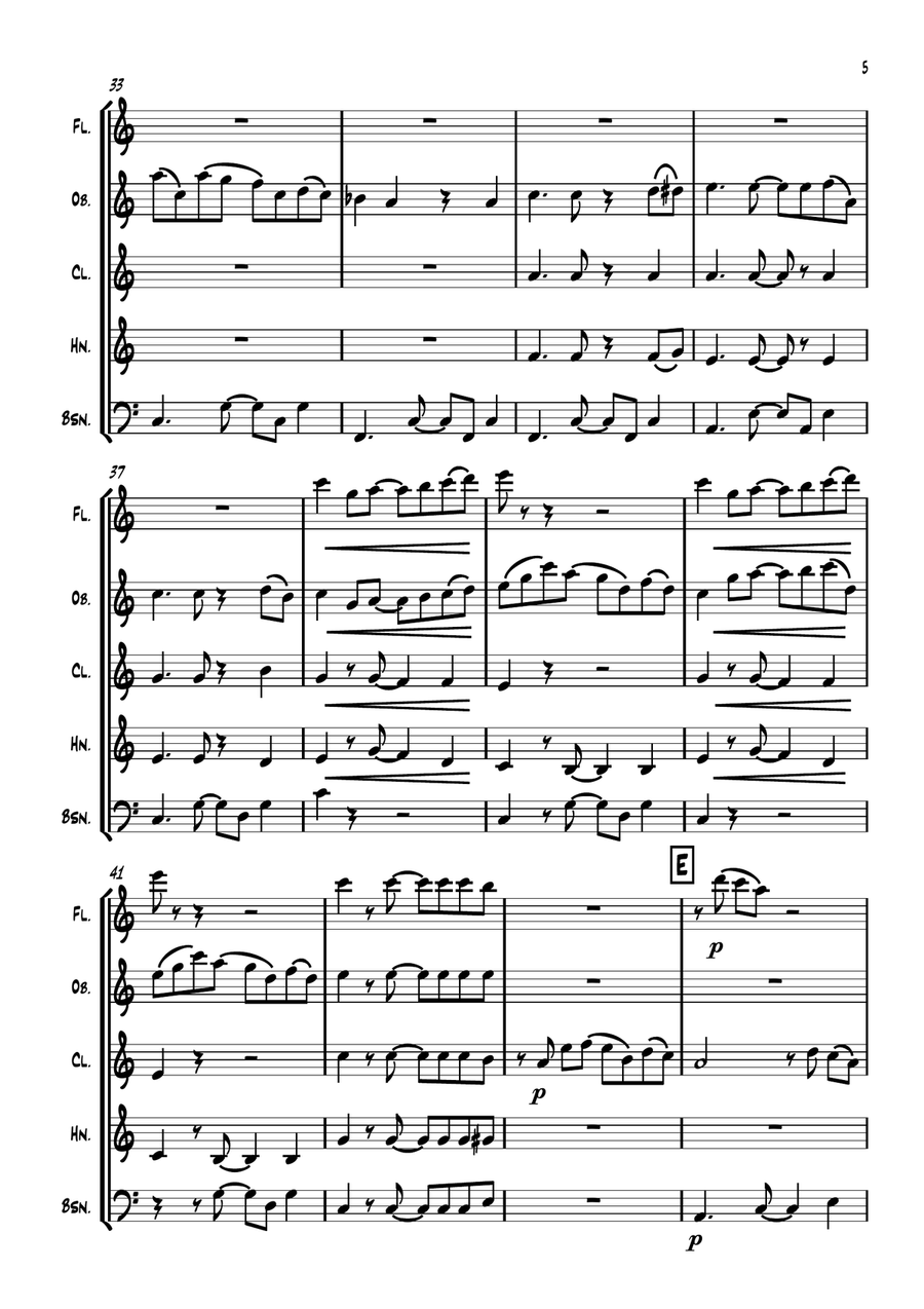 Latin for Elise Latin for Elise Woodwind Quintet scores gallery preview page 6