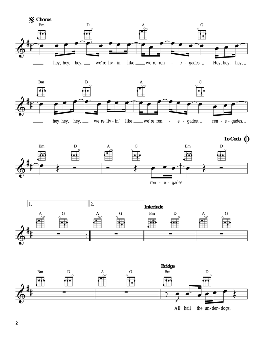 Renegades Renegades Ukulele scores gallery preview page 2
