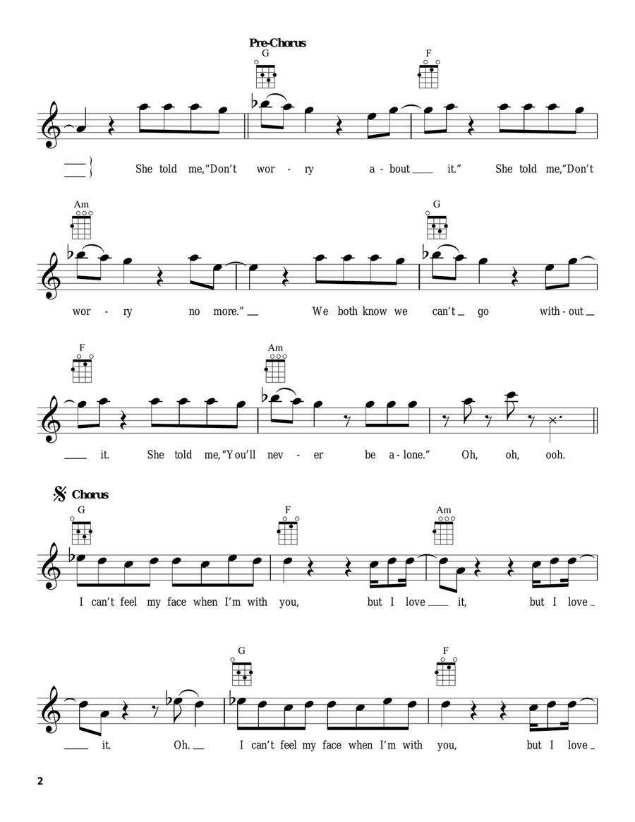 Can't Feel My Face Ukulele scores gallery preview page 2