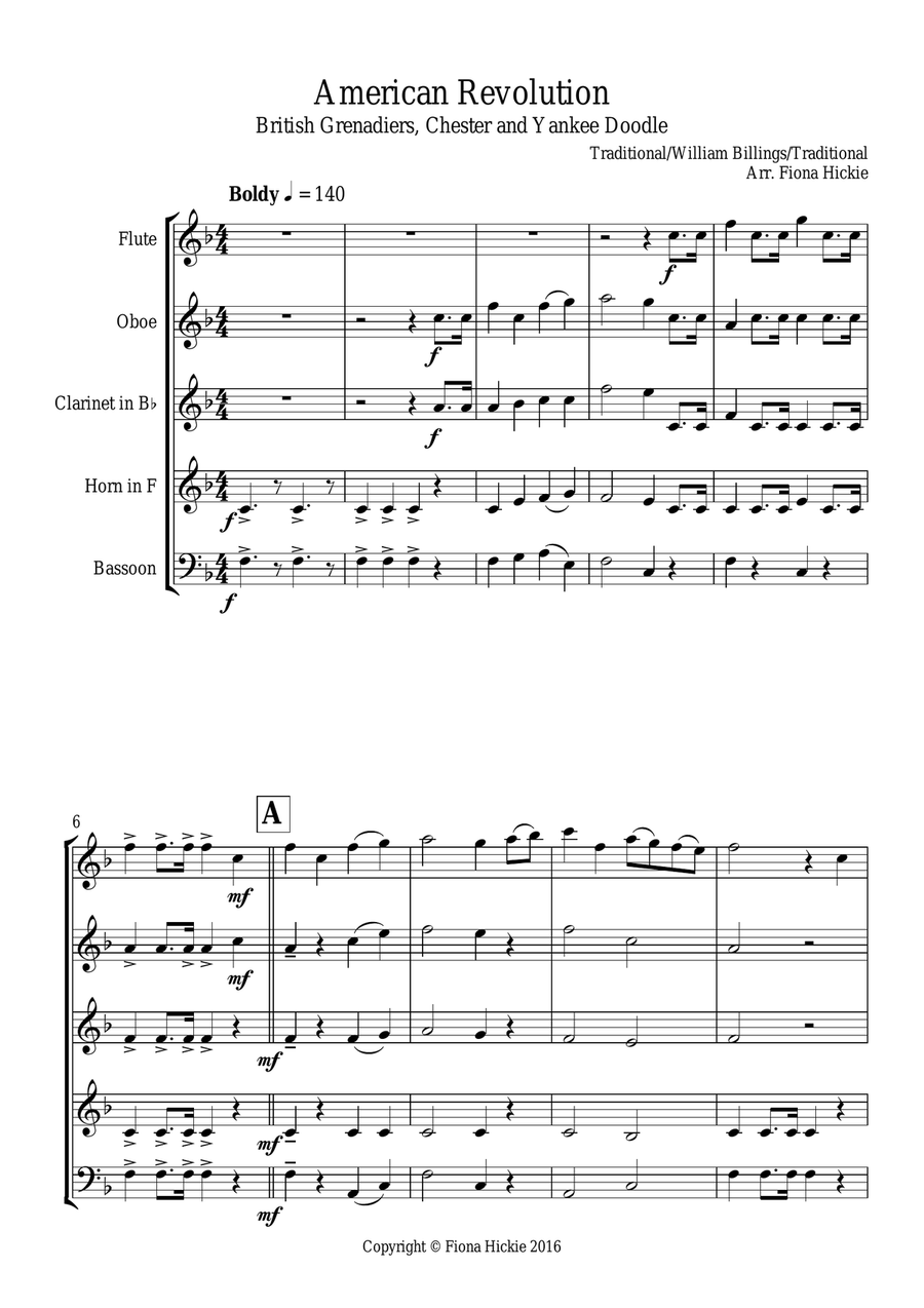 American Revolution Medley Woodwind Quintet scores gallery preview page 2