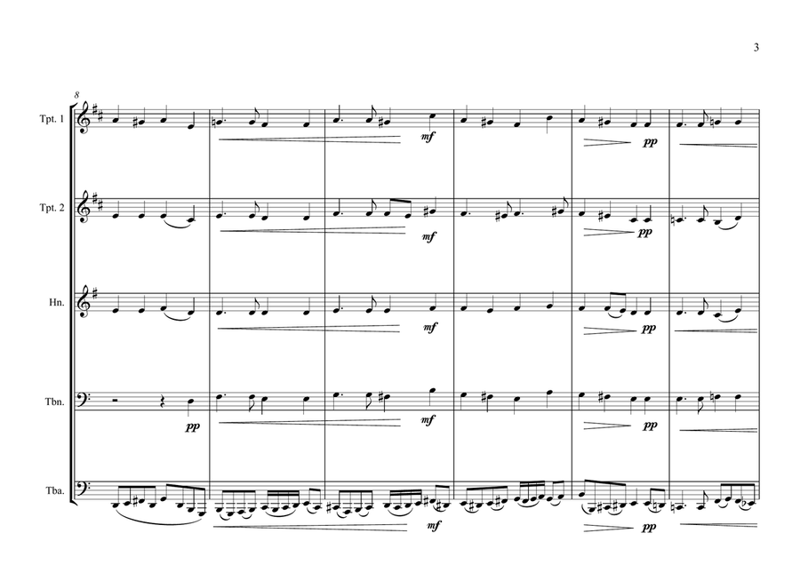 Eternal Father Strong to Save for Brass Quintet (Naval Hymn - Melita) Modern version Brass Quintet scores gallery preview page 3