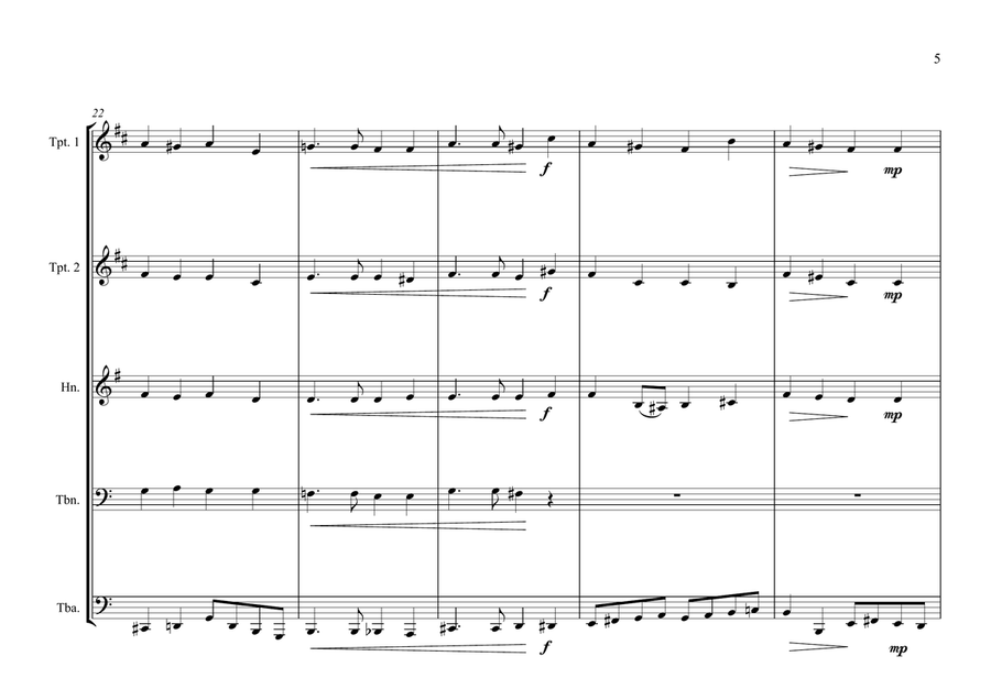Eternal Father Strong to Save for Brass Quintet (Naval Hymn - Melita) Modern version Brass Quintet scores gallery preview page 5