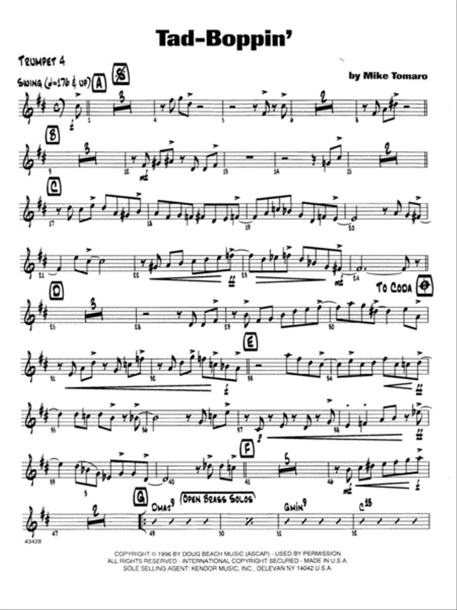 Tad-Boppin - 4th Bb Trumpet B-Flat Trumpet scores gallery preview page 1
