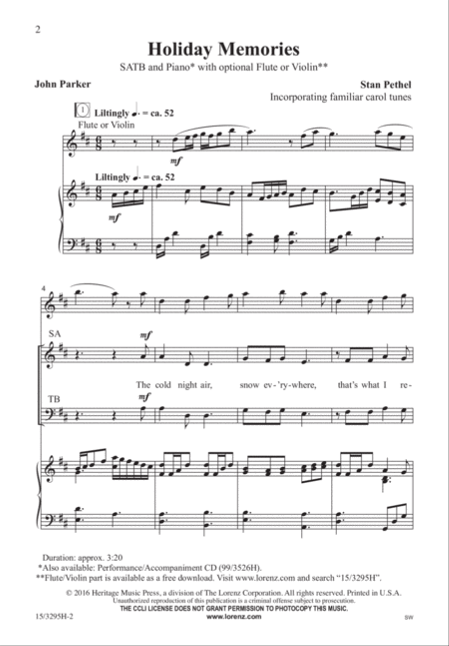 Holiday Memories Holiday Memories 4-Part scores gallery preview page 2