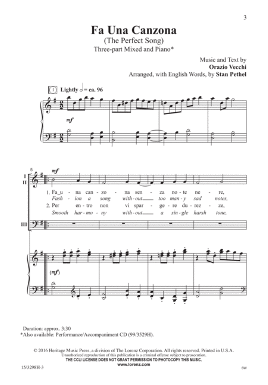 Fa Una Canzona Fa Una Canzona 3-Part scores gallery preview page 2