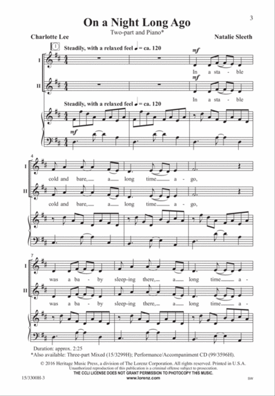 On a Night Long Ago On a Night Long Ago 2-Part scores gallery preview page 2