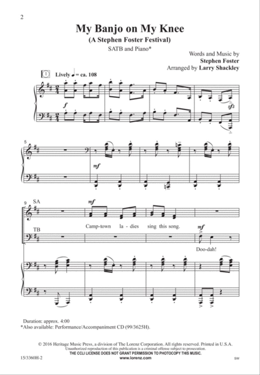 My Banjo on My Knee My Banjo on My Knee 4-Part scores gallery preview page 2