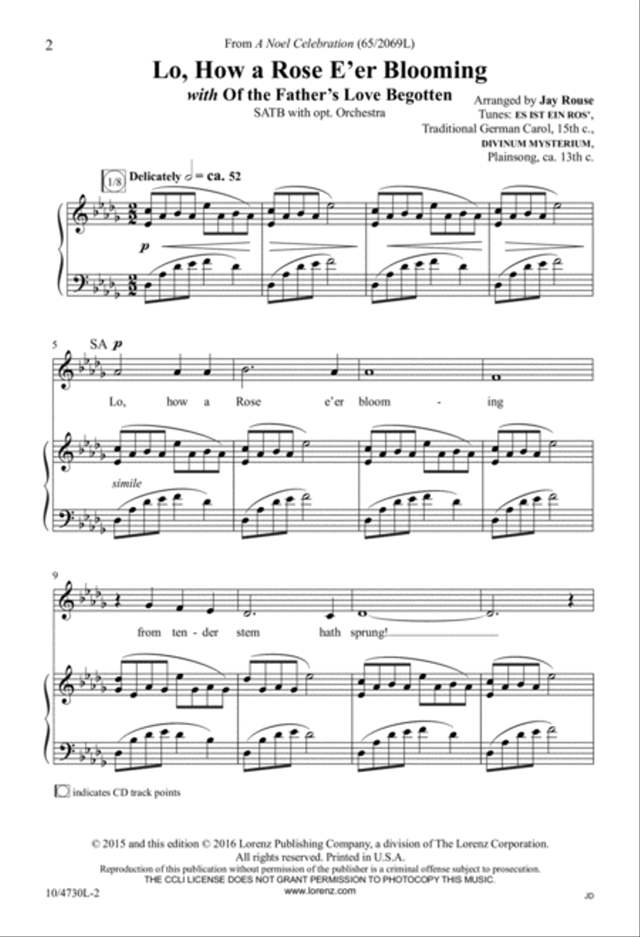 Lo, How a Rose E'er Blooming 4-Part scores gallery preview page 2