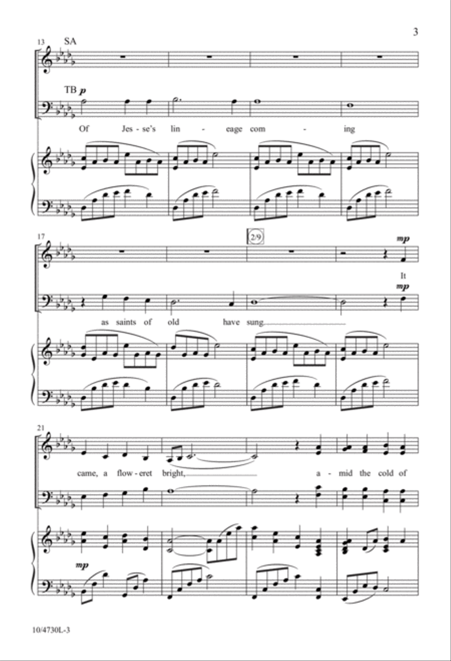 Lo, How a Rose E'er Blooming 4-Part scores gallery preview page 3