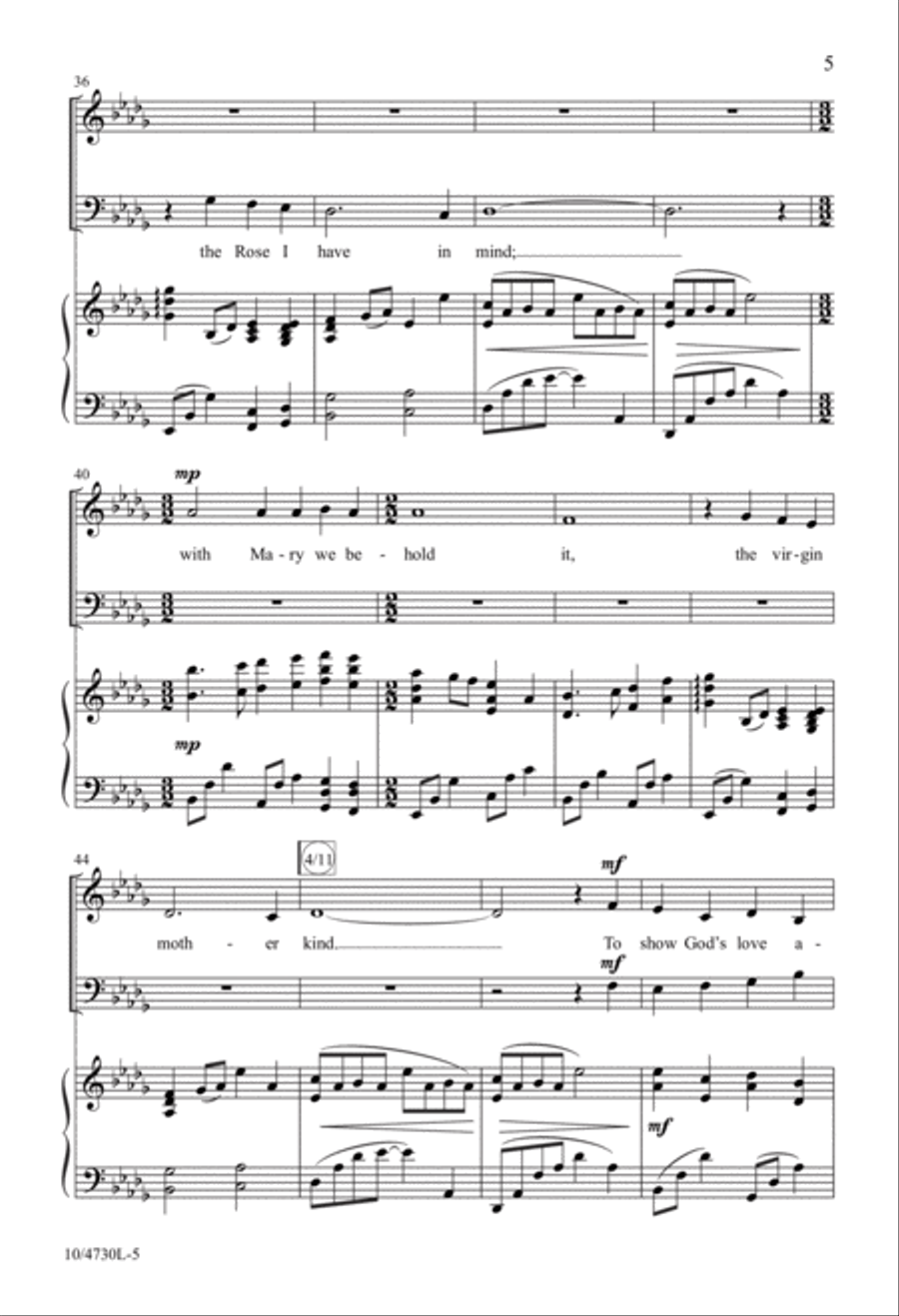 Lo, How a Rose E'er Blooming 4-Part scores gallery preview page 5
