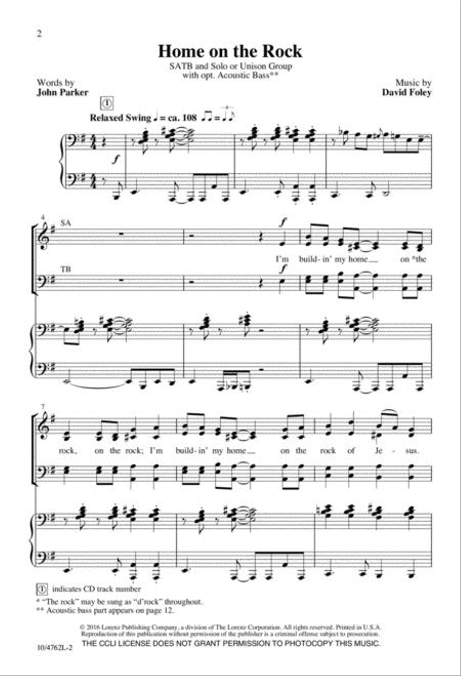 Home on the Rock 4-Part - Sheet Music page 2