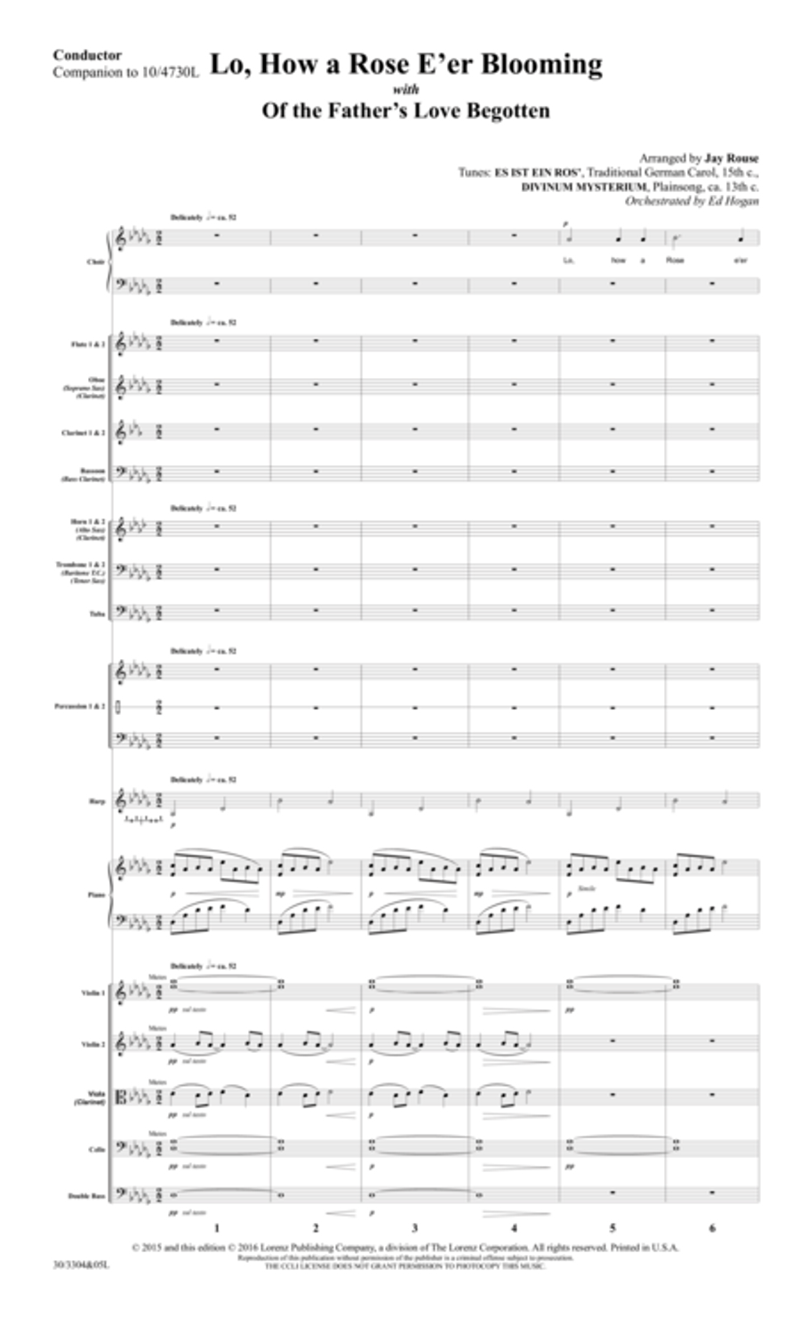 Lo, How a Rose E'er Blooming - Orchestral Score and Parts Choir scores gallery preview page 4