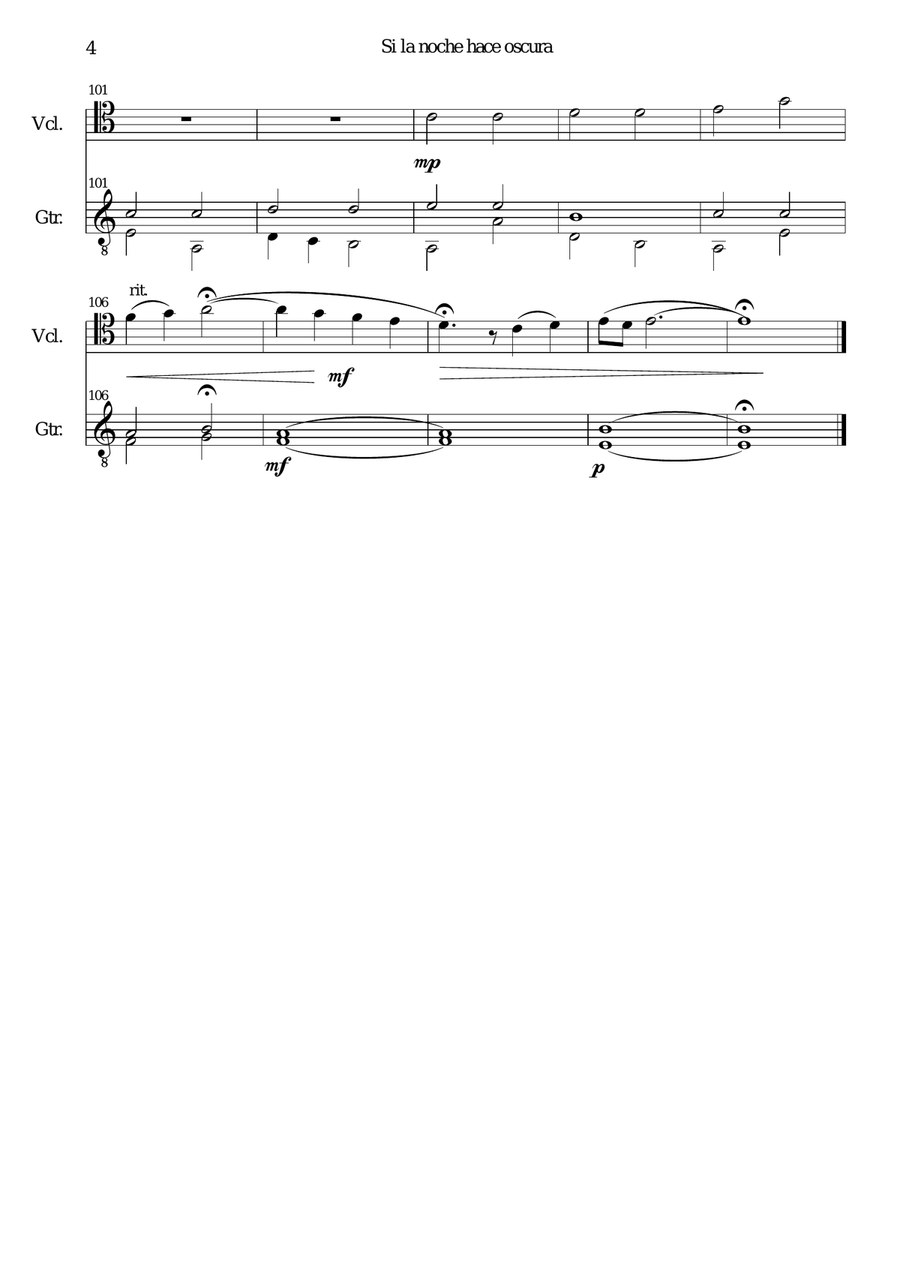 Si la noche hace oscura for cello (high version) and guitar String Duet scores gallery preview page 4