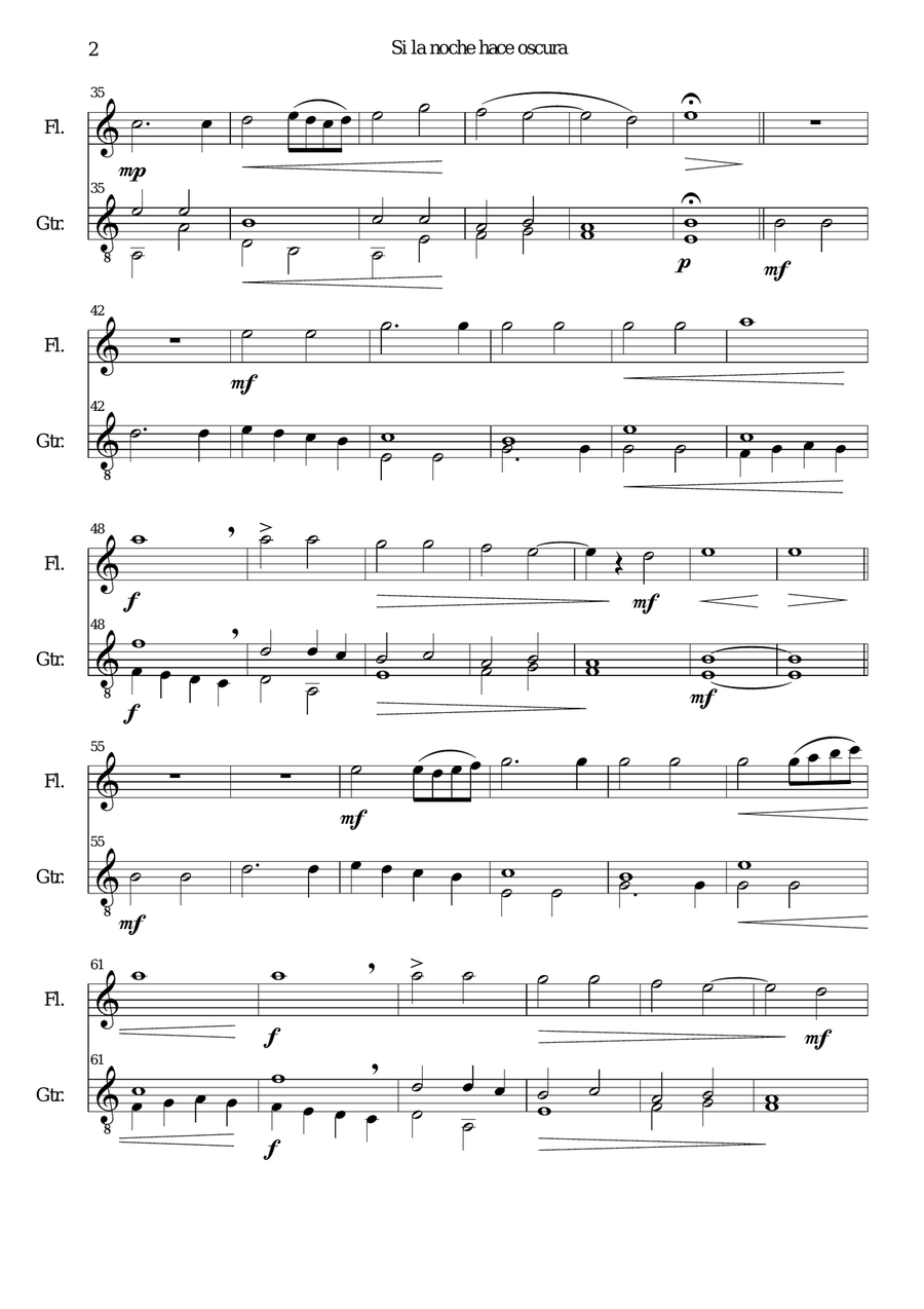 Si la noche hace oscura for flute and guitar Flute scores gallery preview page 2