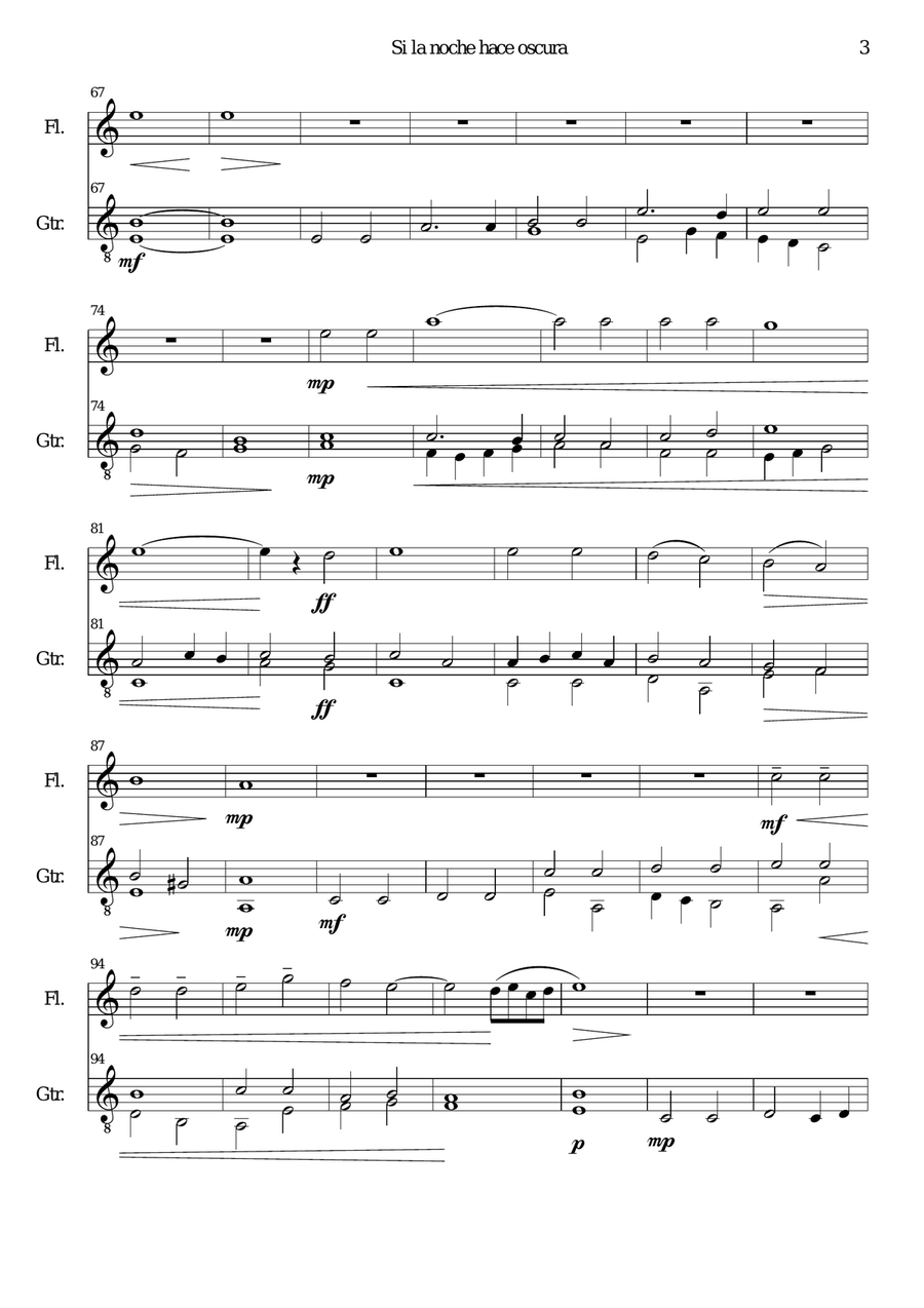 Si la noche hace oscura for flute and guitar Flute scores gallery preview page 3