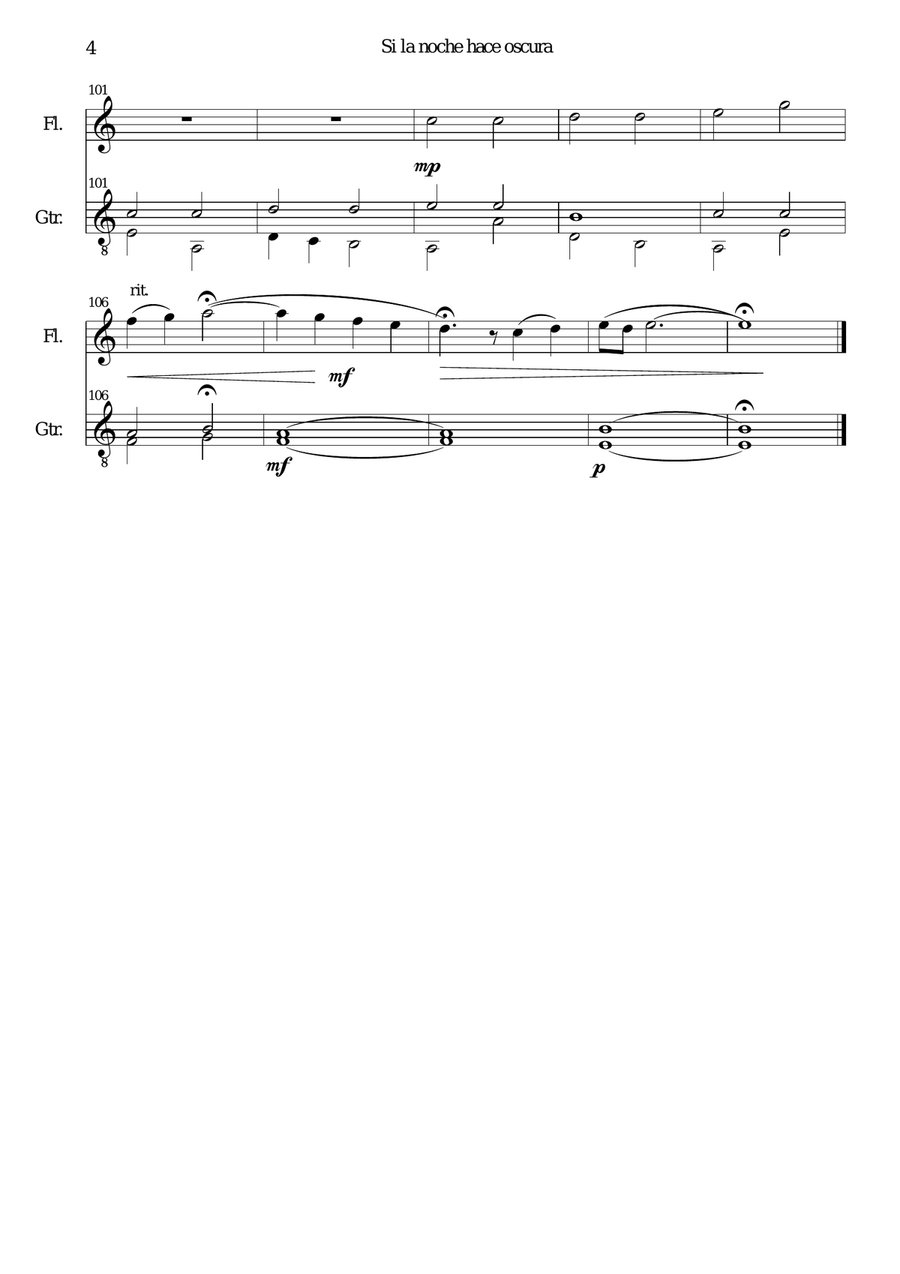 Si la noche hace oscura for flute and guitar Flute scores gallery preview page 4