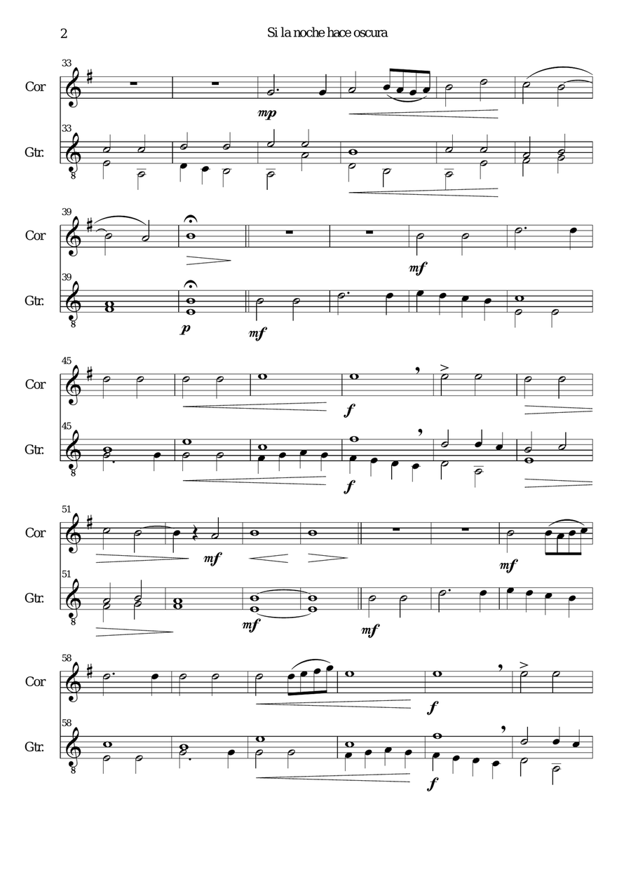 Si la noche hace oscura for cor anglais and guitar English Horn scores gallery preview page 2