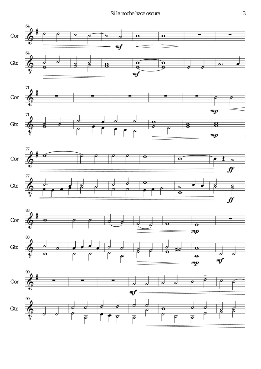 Si la noche hace oscura for cor anglais and guitar English Horn scores gallery preview page 3