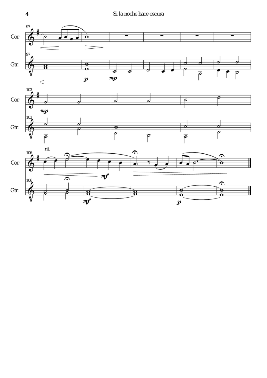 Si la noche hace oscura for cor anglais and guitar English Horn scores gallery preview page 4