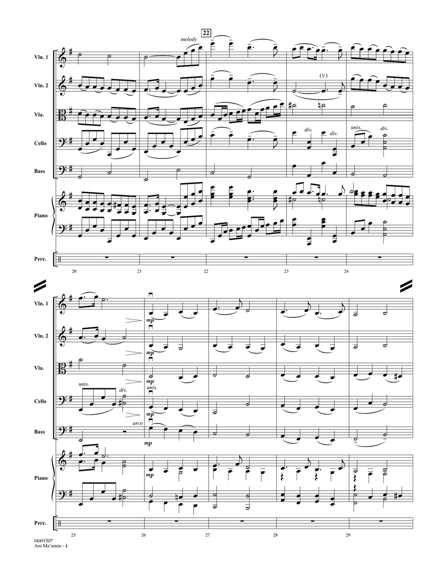Ani Ma'amin - Conductor Score (Full Score) Orchestra scores gallery preview page 4