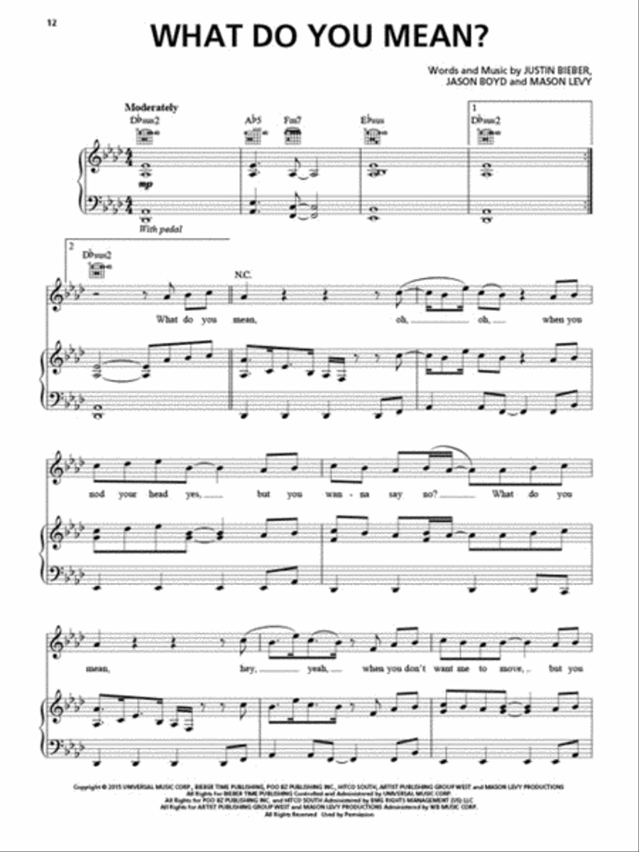 Justin Bieber - Purpose Piano, Vocal, Guitar scores gallery preview page 5