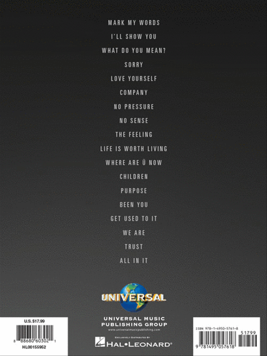 Justin Bieber - Purpose Piano, Vocal, Guitar scores gallery preview page 6