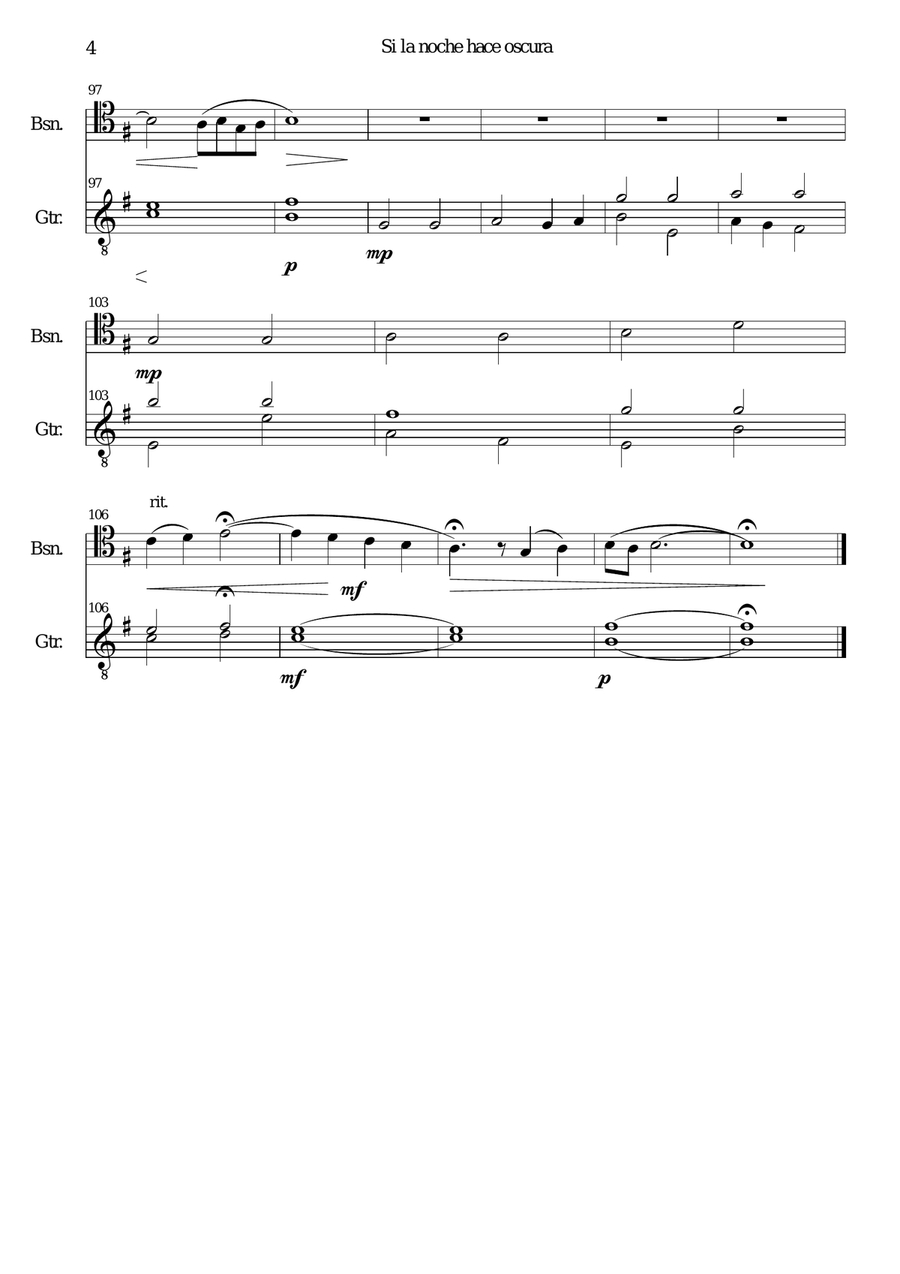 Si la Noche hace oscura for bassoon and guitar (E minor version) Bassoon scores gallery preview page 4
