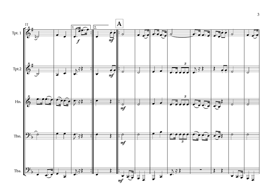 Algerian National Anthem for Brass Quintet Brass Quintet scores gallery preview page 3