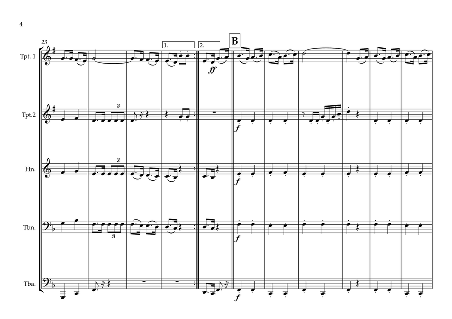 Algerian National Anthem for Brass Quintet Brass Quintet scores gallery preview page 4