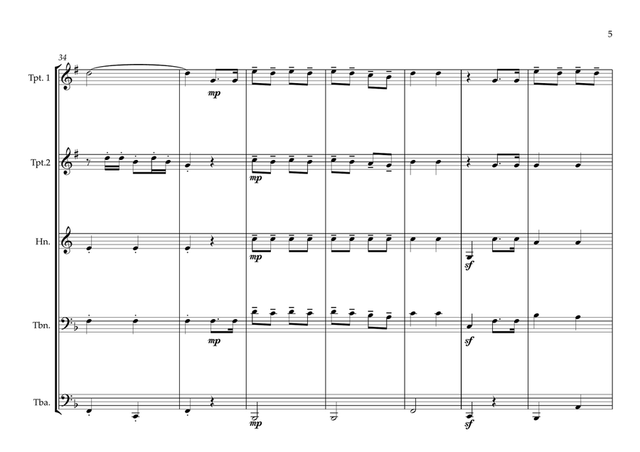 Algerian National Anthem for Brass Quintet Brass Quintet scores gallery preview page 5