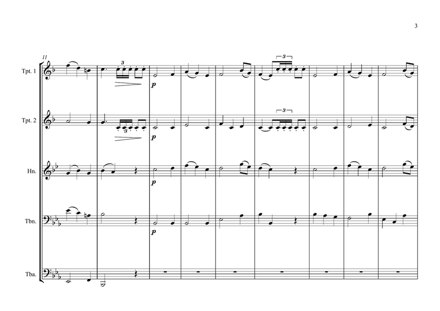 Austrian National Anthem for Brass Quintet (World National Anthem Series) Brass Quintet scores gallery preview page 3