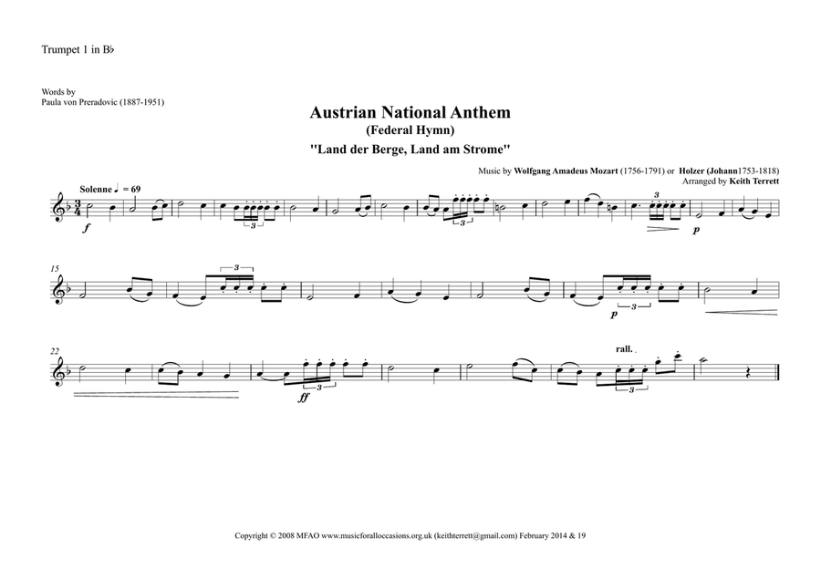 Austrian National Anthem for Brass Quintet (World National Anthem Series) Brass Quintet scores gallery preview page 5