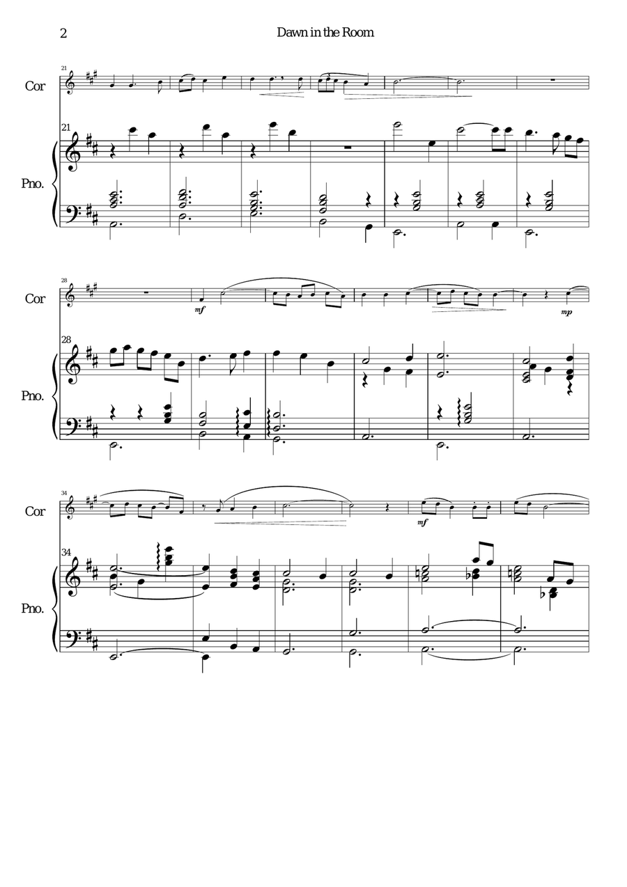 Dawn in the Room for cor anglais and piano English Horn scores gallery preview page 2
