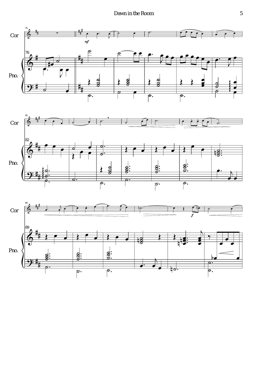 Dawn in the Room for cor anglais and piano English Horn scores gallery preview page 5