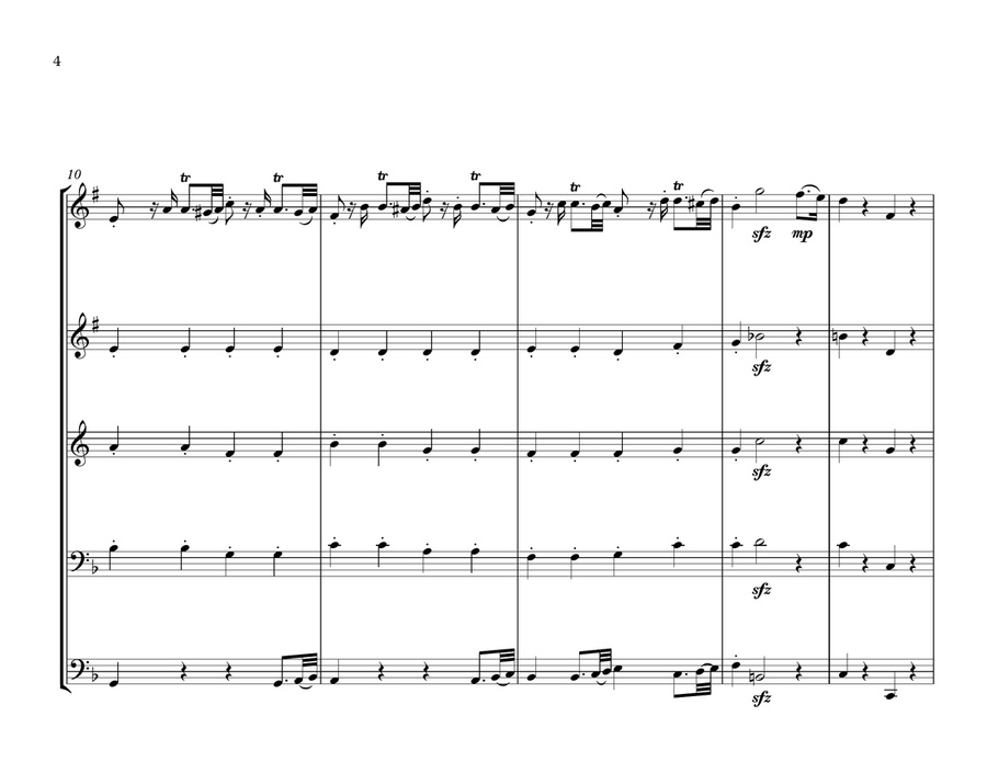 Brazilian National Anthem (Portuguese: Hino Nacional Brasileiro) for Brass Quintet (MFAO World Natio Brass Quintet scores gallery preview page 4