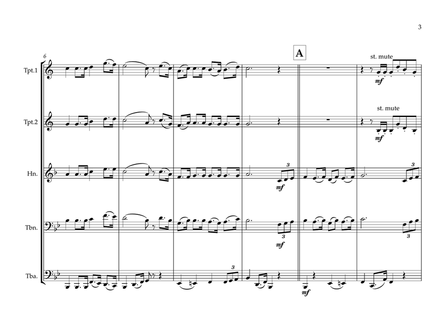 Cameroon National Anthem (O Cameroon, Cradle of our Forefathers) for Brass Quintet Brass Quintet scores gallery preview page 3