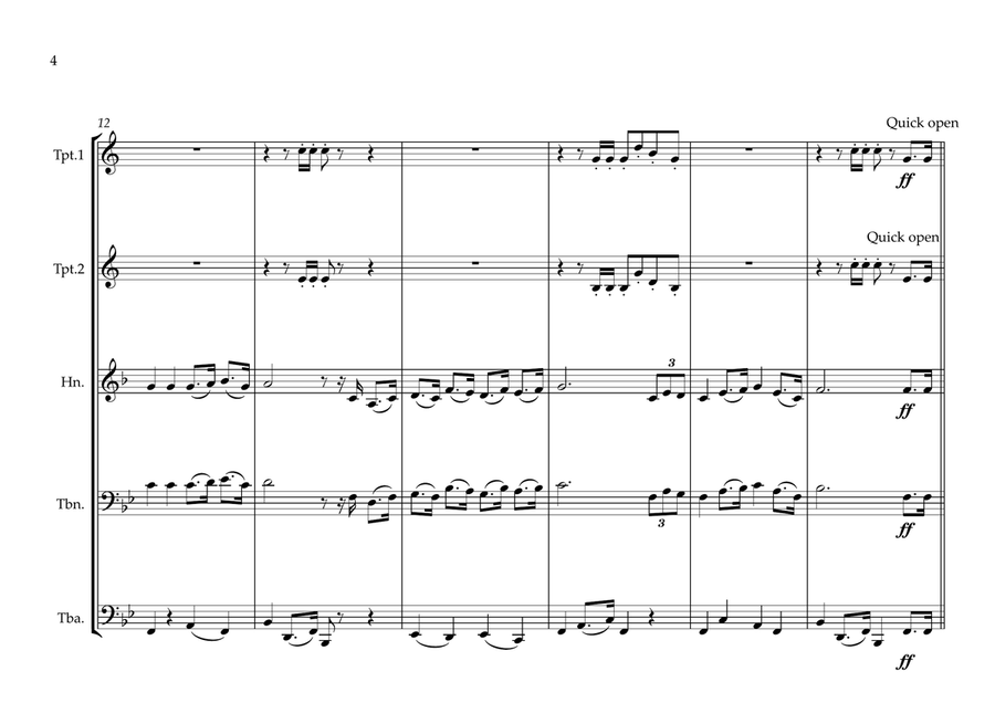 Cameroon National Anthem (O Cameroon, Cradle of our Forefathers) for Brass Quintet Brass Quintet scores gallery preview page 4