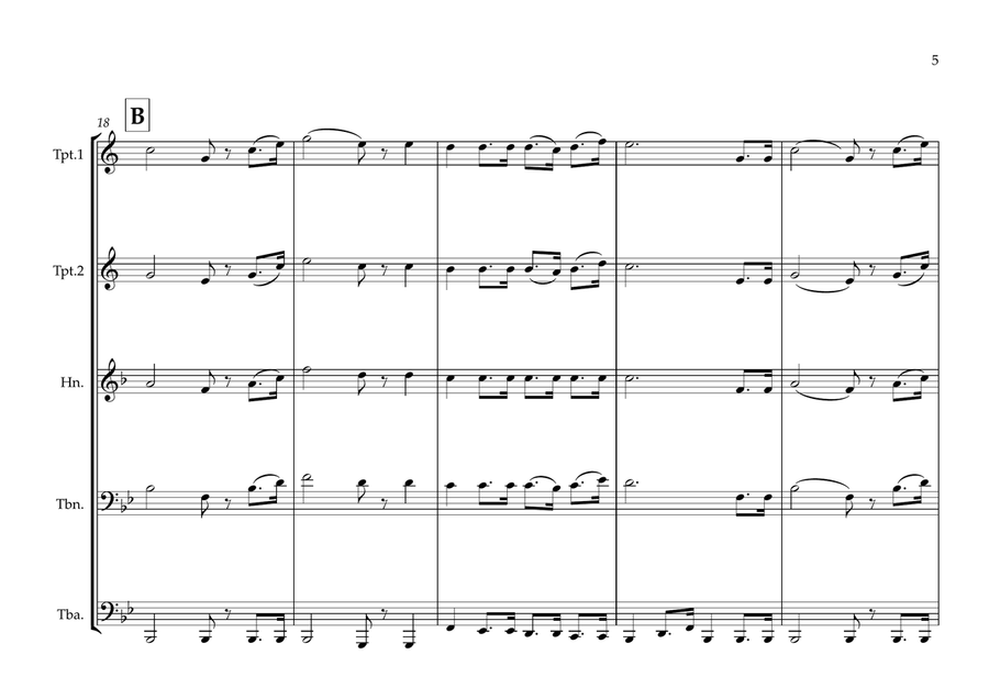 Cameroon National Anthem (O Cameroon, Cradle of our Forefathers) for Brass Quintet Brass Quintet scores gallery preview page 5
