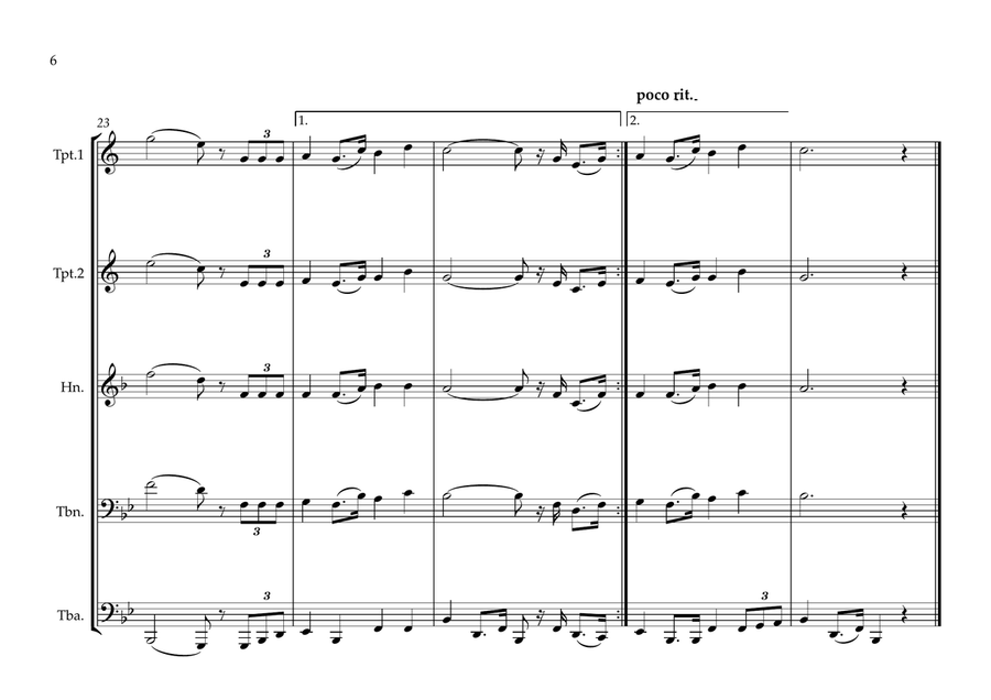 Cameroon National Anthem (O Cameroon, Cradle of our Forefathers) for Brass Quintet Brass Quintet scores gallery preview page 6