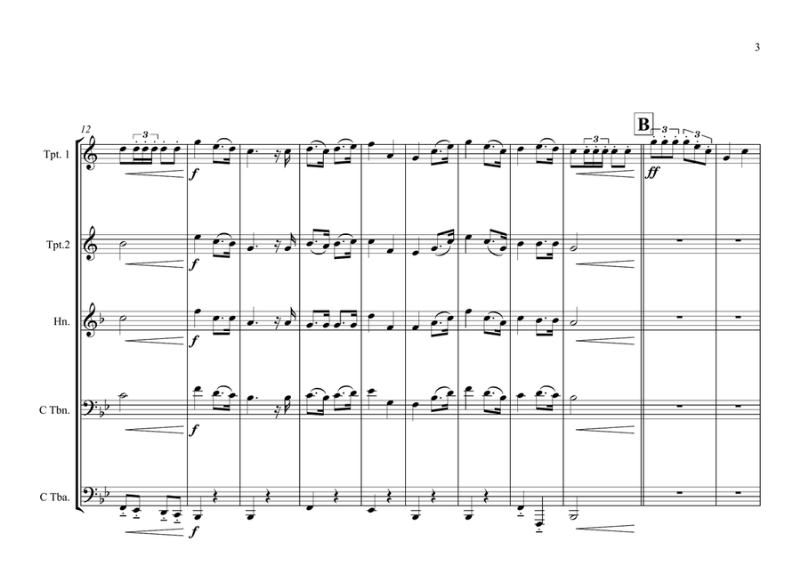 Chadian National Anthem (The Chadian Hymn-La Tchadienne) for Brass Quintet Brass Quintet scores gallery preview page 3
