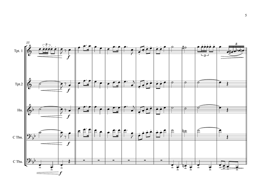 Chadian National Anthem (The Chadian Hymn-La Tchadienne) for Brass Quintet Brass Quintet scores gallery preview page 5