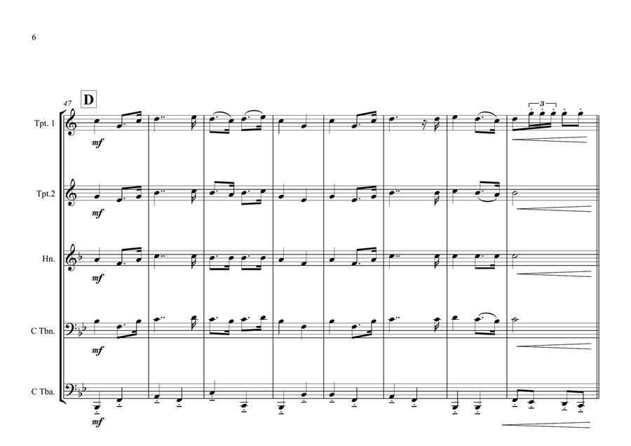 Chadian National Anthem (The Chadian Hymn-La Tchadienne) for Brass Quintet Brass Quintet scores gallery preview page 6