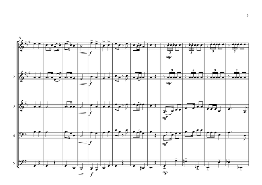 Chinese National Anthem (March of the Volunteers) for Brass Quintet (World National Anthem Series) Brass Quintet scores gallery preview page 3