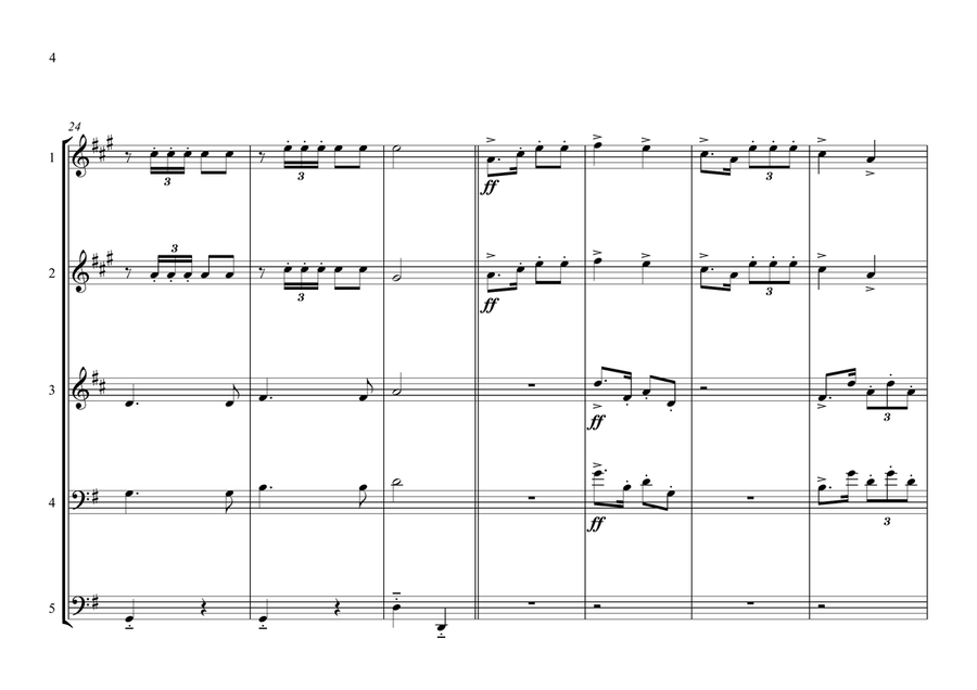 Chinese National Anthem (March of the Volunteers) for Brass Quintet (World National Anthem Series) Brass Quintet scores gallery preview page 4