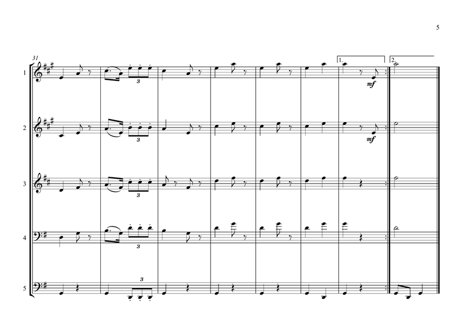 Chinese National Anthem (March of the Volunteers) for Brass Quintet (World National Anthem Series) Brass Quintet scores gallery preview page 5