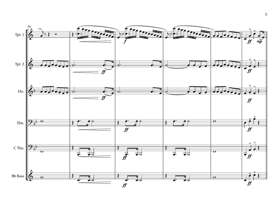 Congo (Democratic Repubic) National Anthem (Debout Kongolaise-Arise Congolese) for Brass Quintet Brass Quintet scores gallery preview page 5