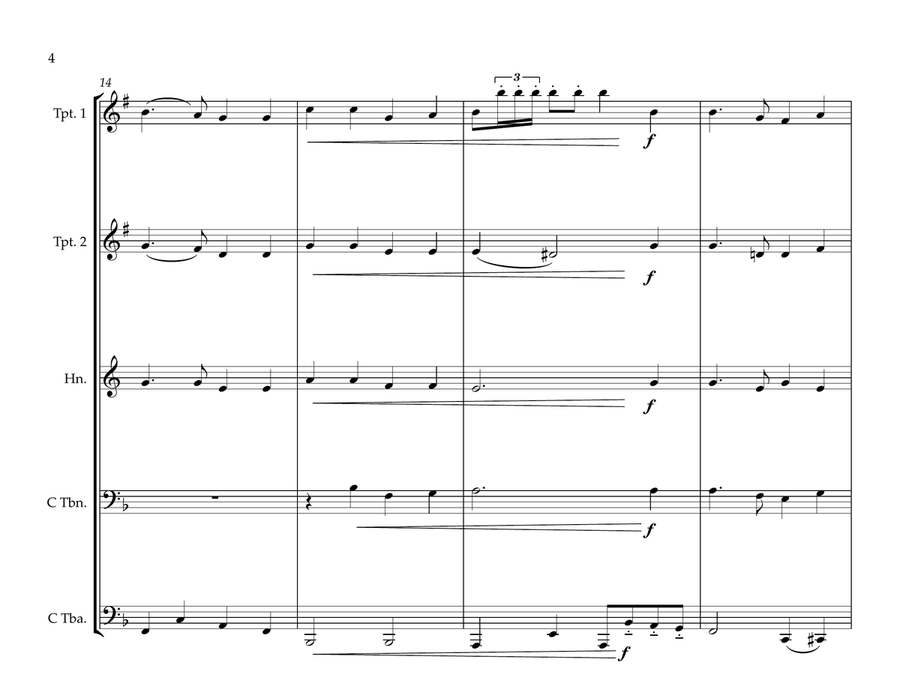 Curaçaoan National Anthem (Himno di Korsou) for Brass Quintet Brass Quintet scores gallery preview page 4