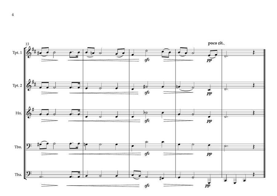 Czech Republic National Anthem for Brass Quintet Brass Quintet scores gallery preview page 4